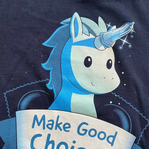 Unstable Unicorns TeeTurtle Juniors L Make Good Choices Adult Graphic Tee - Picture 3 of 12